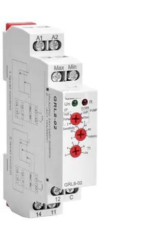 GRL8 Water Level Control Relay with Stainless Sensor AC/DC24V-240V Level Control Sensor 1Pcs(GRL8-02 with Sensor)