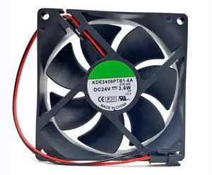 KDE2409PTB1-6A DC24V 3.6W 0.15A 4200RPM±10% 8.5m/s 92X92X25mm 2-Wire Cooling Fan