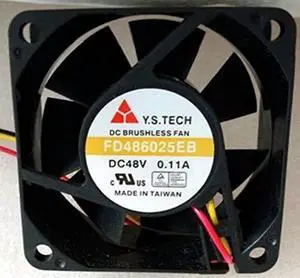 FD486025EB 48V 0.11A 60×60×25mm 3-pin Cooling Fan