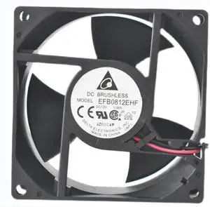 EFB0812EHF 12V 0.68A 8032 8CM 2-Wire Cooling Fan, Black
