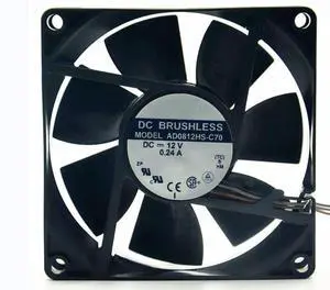 for AD0812HS-C70 12V 0.24A 80X80X20MM 3-Wire Cooling Fan