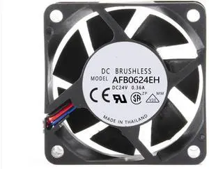 for AFB0624EH 24V 0.36A 5.76W 6800RPM 38.3CFM 60X60X25MM 3-Wire Cooling Fan