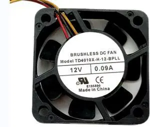 for TD4010X-H-12-BPLL 12V 0.09A 1.08W 6500RPM 40X40X10MM 3-Wire Cooling Fan