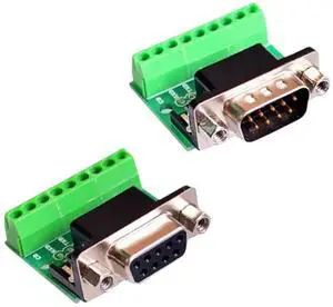 DB9 RS232 Serial to Terminal Male Female Adapter Connector Breakout Board Black+Green New DB9 RS232 Serial to Terminal Male Female Adapter Connector Breakout Board Black+Green New