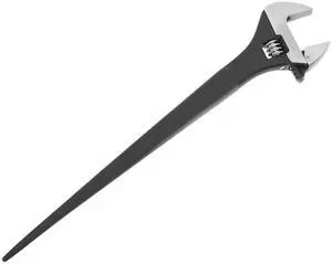 16 Inch Adjustable Construction Spud Wrench, 1-1/2 Inch Jaw Capacity, SAE and Metric Scale Marked, Heavy Duty Alloy Steel with Expandable Design 16 Inch Adjustable Construction Spud Wrench, 1-1/2 Inch Jaw Capacity, SAE and Metric Scale Marked, Heavy Duty Alloy Steel with Expandable Design