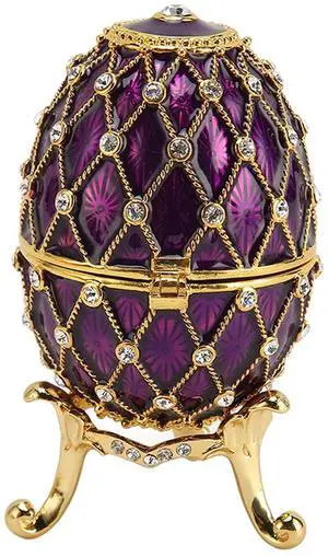 Egg Shape Trinket BoxesEaster Egg Shape Jewelry, Exquisite Rhinestones Trinket Boxes with Hinged for Living Room (Purple) Egg Shape Trinket BoxesEaster Egg Shape Jewelry, Exquisite Rhinestones Trinket Boxes with Hinged for Living Room (Purple)