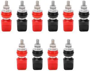 J.50019(1) Current Binding Post with 4mm Jack M6 Thread Plated Brass Terminal Connector - 5 Sets for Electronic Instruments and Industrial Equipment 30V to 60V J.50019(1) Current Binding Post with 4mm Jack M6 Thread Plated Brass Terminal Connector - 5 Sets for Electronic Instruments and Industrial Equipment 30V to 60V