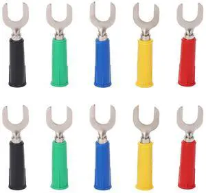for Industrial Use - 10 Pieces Fork Spade Wire Connectors with PVC Insulation and Brass Material - 8mm 0.3in U Type Y Type Banana Plug with 4mm 0.2in Socket Hole - Rated 36A 30Vac for Industrial Use - 10 Pieces Fork Spade Wire Connectors with PVC Insulation and Brass Material - 8mm 0.3in U Type Y Type Banana Plug with 4mm 0.2in Socket Hole - Rated 36A 30Vac
