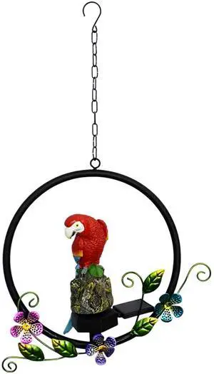 Solar Scarlet Macaw Parrot Light, Hand-Painted Flower Metal Ring Figurine, 19.5 X 11.2 in, Weatherproof Tropical Bird Garden Decor for Patio, Yard, Pathway Solar Scarlet Macaw Parrot Light, Hand-Painted Flower Metal Ring Figurine, 19.5 X 11.2 in, Weatherproof Tropical Bird Garden Decor for Patio, Yard, Pathway