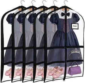 5 Pcs Dance Costume Garment Bag 23.6 X 39.4 In, Clear Bags For Costumes And Dancewear, Front Pockets Included 5 Pcs Dance Costume Garment Bag 23.6 X 39.4 In, Clear Bags For Costumes And Dancewear, Front Pockets Included
