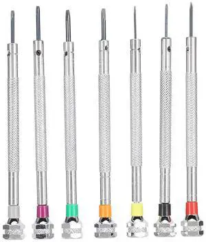 0.8-2.0mm Copper Slotted Screwdriver Set, Watchmakers Screwdrivers for Watch Repair, Professional 7 - Piece Precision Tool Kit with Ergonomic Handles for Jewelers and 0.8-2.0mm Copper Slotted Screwdriver Set, Watchmakers Screwdrivers for Watch Repair, Professional 7 - Piece Precision Tool Kit with Ergonomic Handles for Jewelers and