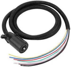 7 Way Trailer Plug Cable Cord, Heavy Duty Blade Molded Connector with 2 Meter Corrugated Wire Harness for RV Towbar Towing 7 Way Trailer Plug Cable Cord, Heavy Duty Blade Molded Connector with 2 Meter Corrugated Wire Harness for RV Towbar Towing