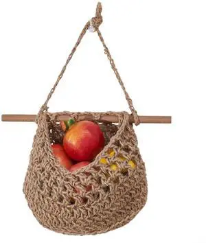 Wall-Mounted Hanging Fruit Basket for Kitchen & PANTRYs Storage Woven Cotton Net Pocket with Wooden Frame, 9.4 x 11 Inch, Space-Saving Door or(brown) Wall-Mounted Hanging Fruit Basket for Kitchen & PANTRYs Storage Woven Cotton Net Pocket with Wooden Frame, 9.4 x 11 Inch, Space-Saving Door or(brown)