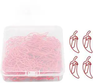 100 PCS Red Pepper Shaped Decorative Paper Clips, Cute Metal Paperclip for Office School Home, Iron Bookmark Clip with Transparent Storage Box for Photos Memos Calendars 100 PCS Red Pepper Shaped Decorative Paper Clips, Cute Metal Paperclip for Office School Home, Iron Bookmark Clip with Transparent Storage Box for Photos Memos Calendars