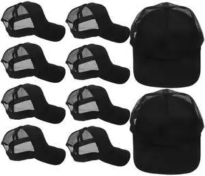 10pcs Sublimation Blank Mesh Trucker Hats, Black Polyester Baseball Caps for DIY Heat Transfer, Summer Caps Suitable for Men and Women 10pcs Sublimation Blank Mesh Trucker Hats, Black Polyester Baseball Caps for DIY Heat Transfer, Summer Caps Suitable for Men and Women
