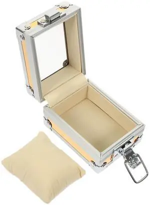 Single Watch Box with Lid, Gold-white 9x7x5cm, Watch Jewelry Case and Display Holder for Womens Portable Storage and Organizer Single Watch Box with Lid, Gold-white 9x7x5cm, Watch Jewelry Case and Display Holder for Womens Portable Storage and Organizer