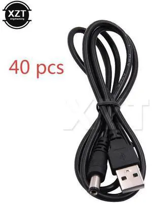 40 pcs BLACK 1M USB Port To 5.5 x 2.1mm 5V DC Barrel Jack Power Cable Connector For Small Electronics Devices