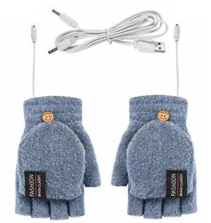 USB 5V Knitted Heated Gloves, Half Finger Flip Design with Double Sided Heating for Men Women, USB Powered Hand Warmers for Office Computer Use in Winter USB 5V Knitted Heated Gloves, Half Finger Flip Design with Double Sided Heating for Men Women, USB Powered Hand Warmers for Office Computer Use in Winter