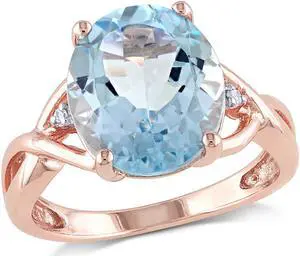 5.50 Carat (ctw) Blue Topaz Ring in Rose Pink Plated Sterling Silver