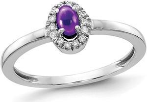 1/3 Carat (ctw) Cabochon Amethyst Ring in 14K White Gold