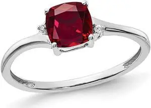 1.25 Carat (ctw) Lab Created Solitaire Ruby Ring in Sterling Silver