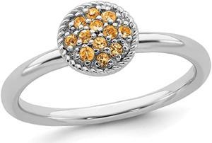 1/5 Carat (ctw) Natural Citrine Cluster Ring in Sterling Silver