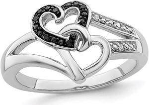 Black & White Diamond Accent Heart Promise Ring in Sterling Silver