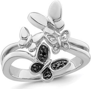 2/5 Carat (ctw) Black & White Diamond Butterfly Ring in Sterling Silver