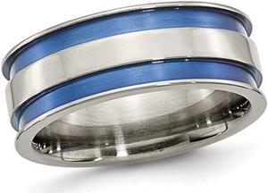 Titanuim Blue Adonized Double Grove 8.5m Band Ring