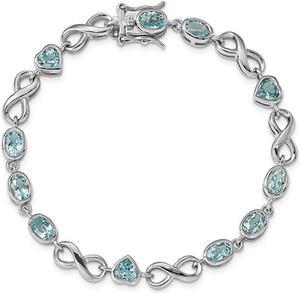 5.90 Carat (ctw) Blue Topaz Infinity Heart Bracelet in Sterling Silver (7.75 Inches)