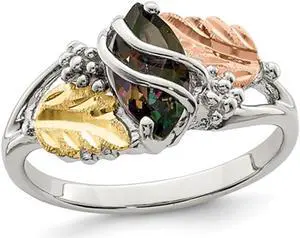 1/3 Carat (ctw) Mystic Fire Topaz Leaf Ring in Sterling Silver