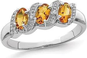 1/2 Carat Three Stone Citrine Ring in Sterling Silver