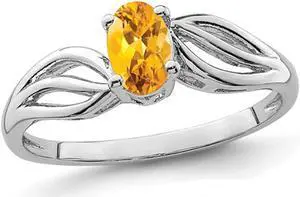 Oval Cut Citrine Ring 2/5 Carat (ctw) in Sterling Silver