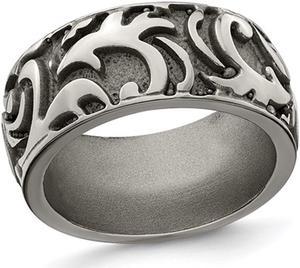 Men's Titanium Pattern Wedding Band Ring (11mm)