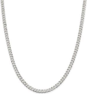 Mens Beveled Curb Chain Necklace in Sterling Silver 20 Inches (4.50 mm)