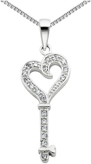 Gem and Harmony 14K Yellow Gold Key Heart Pendant Necklace with Chain