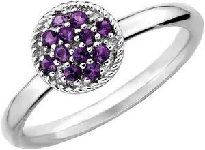 1/5 Carat (ctw) Purple Amethyst Cluster Ring in Sterling Silver