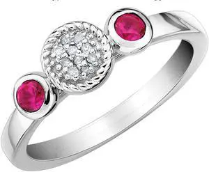 Lab Created Ruby Ring with Diamonds 1/3 Carat (ctw) in Sterling Silver