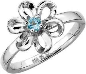 1/10 Carat (ctw) Blue Topaz Flower Ring in Sterling Silver