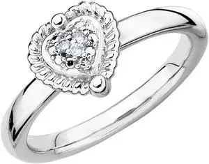 Heart Ring with Diamond Accent in Sterling Silver