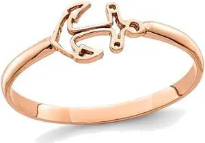 14K Rose Pink Gold Polished Anchor Ring