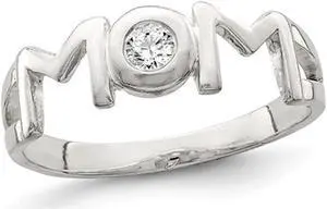 Sterling Silver Polished MOM Ring with Synthetic Cubic Zirconia Sterling Silver Polished MOM Ring with Synthetic Cubic Zirconia