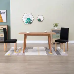 vidaXL Dining Chairs 2 Pcs Accent Side Chair with Solid Wood Legs Black Fabric