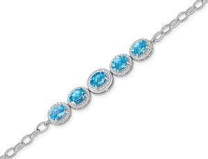 5.00 Carat (ctw) Sterling Silver Swiss Blue Topaz Bracelet - 8 Inches