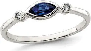 3/10 Carat (ctw) Lab-Created Sapphire Ring in Sterling Silver with White Topaz