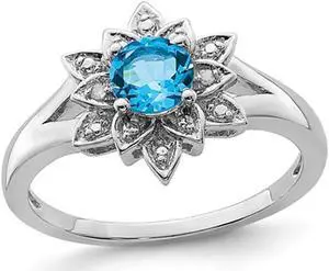 3/5 Carat (ctw) Blue Topaz Flower Ring in Sterling Silver 3/5 Carat (ctw) Blue Topaz Flower Ring in Sterling Silver