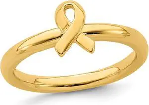 Yellow Plated Sterling Silver Awareness Ribbon Ring