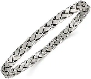 Antiqued Sterling Silver Weave Bangle Bracelet (5.25mm wide)