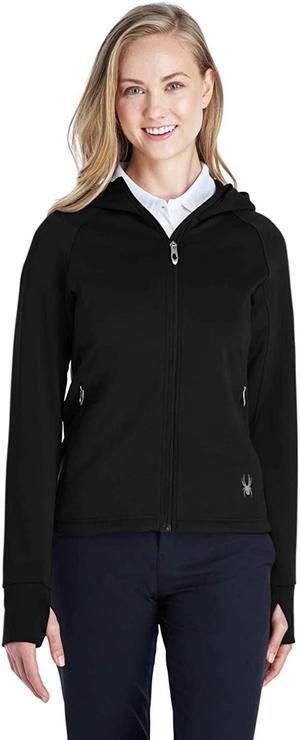 187331 Spyder Ladies Hayer Full-Zip Hooded Fleece Jacket Black/ Grey 2XL