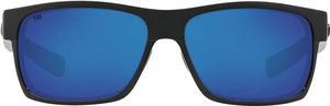Costa Del Mar Half Moon Sunglasses - Grey Blue Mirrored Polarized, Matte Black
